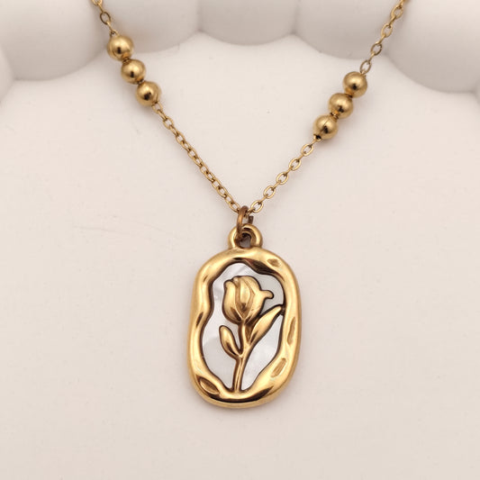 Ivory Rose 18K Gold Plated Pendant Necklace