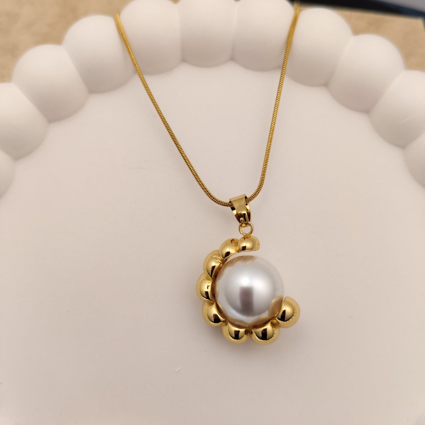 Luna Grace 18K Gold Plated Pearl Pendant Necklace