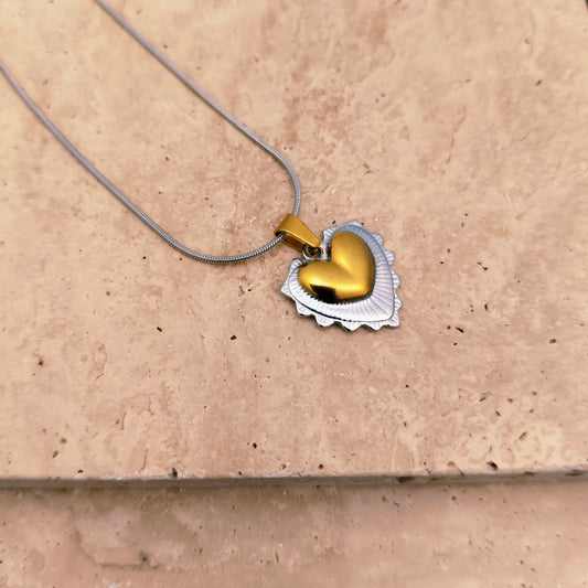 Eternal Duo Heart 18K Gold Plated Pendant Necklace