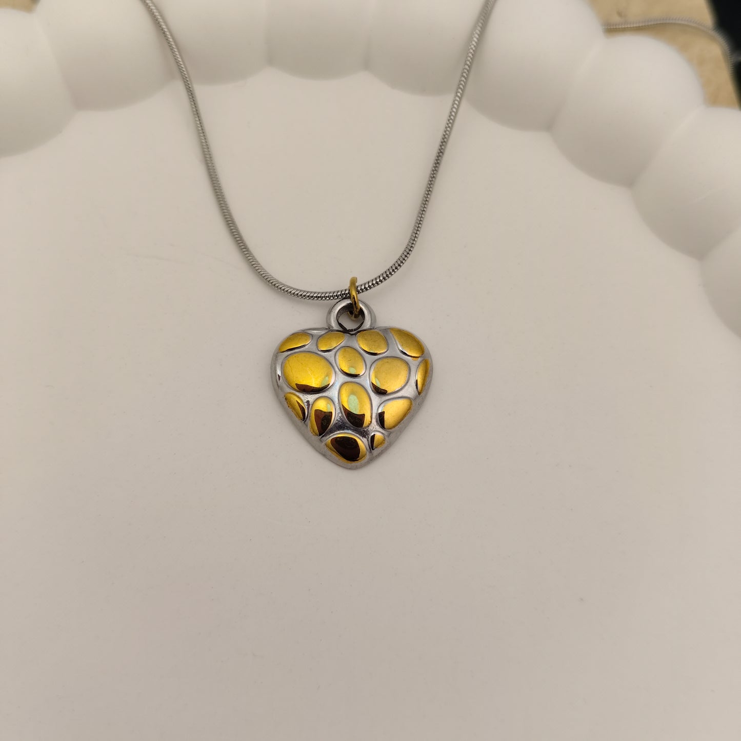 Pebbled Heart 18K Gold Plated Pendant Necklace