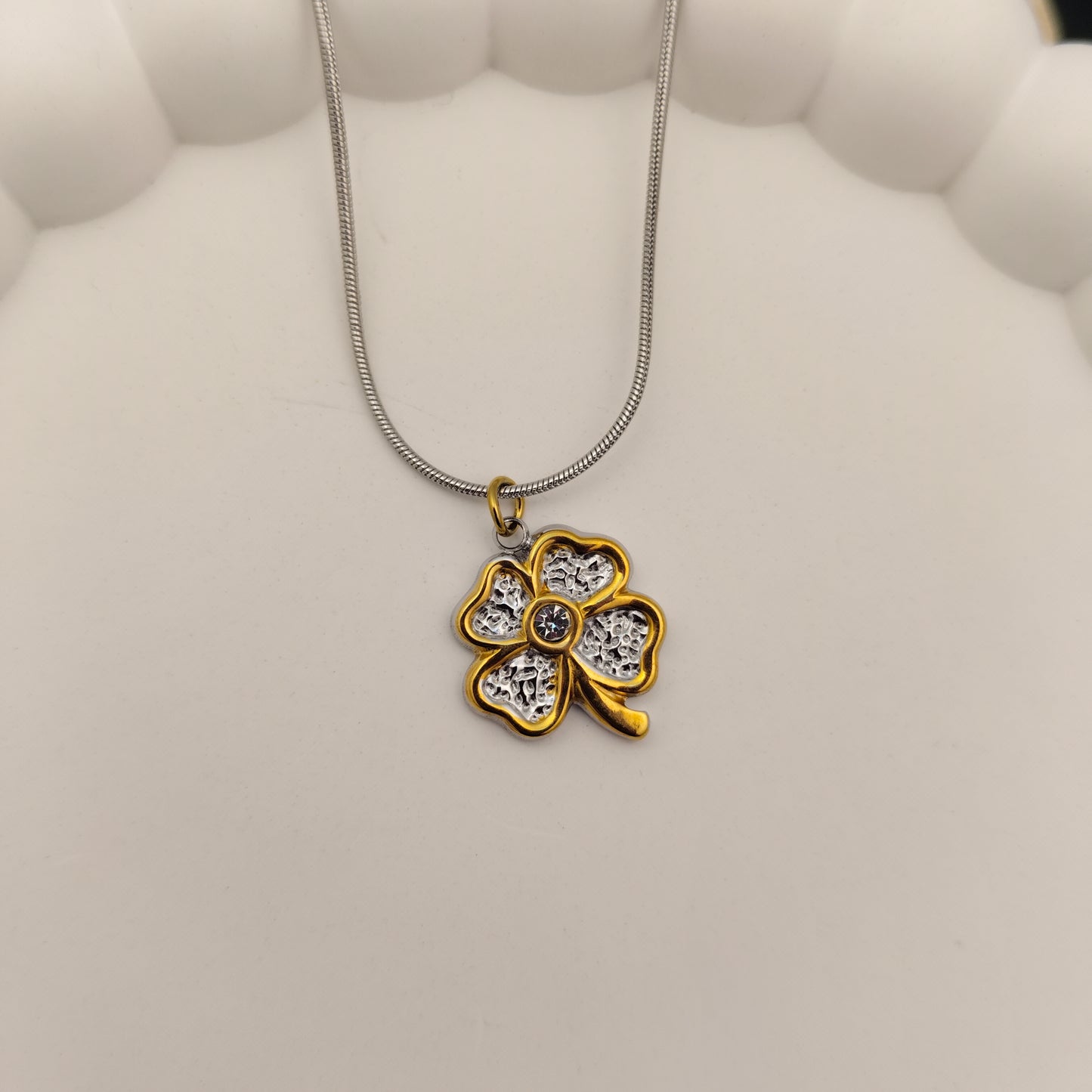 Dual Bloom 18K Gold Plated Pendant Necklace