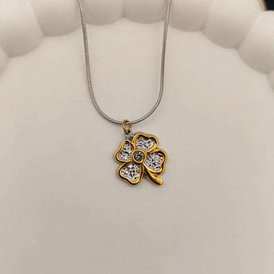 Dual Bloom 18K Gold Plated Pendant Necklace