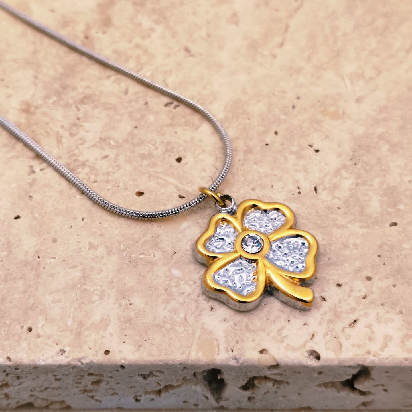 Dual Bloom 18K Gold Plated Pendant Necklace