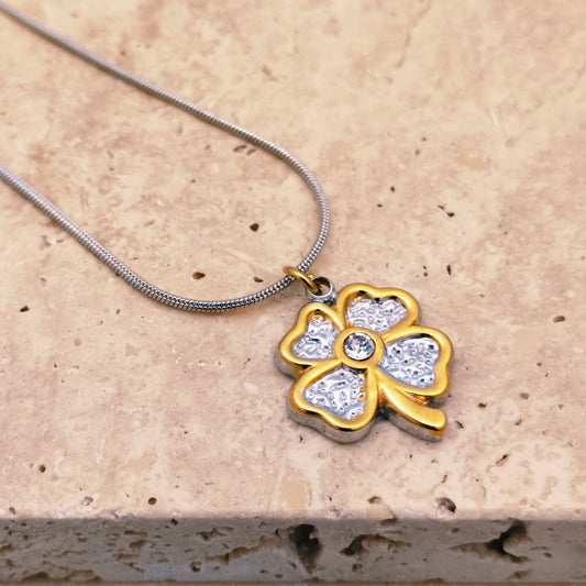 Dual Bloom 18K Gold Plated Pendant Necklace
